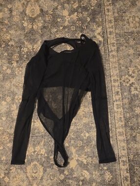 Gymshark Black Sheer Long-Sleeve Bodysuit